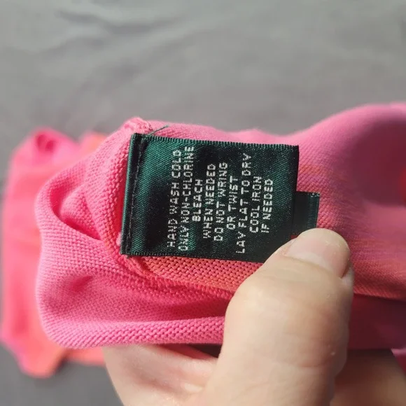 Lauren Ralph Lauren Women Pink Orange Ombre Knit Sheath Dress Medium Sunset Midi - Picture 5 of 11